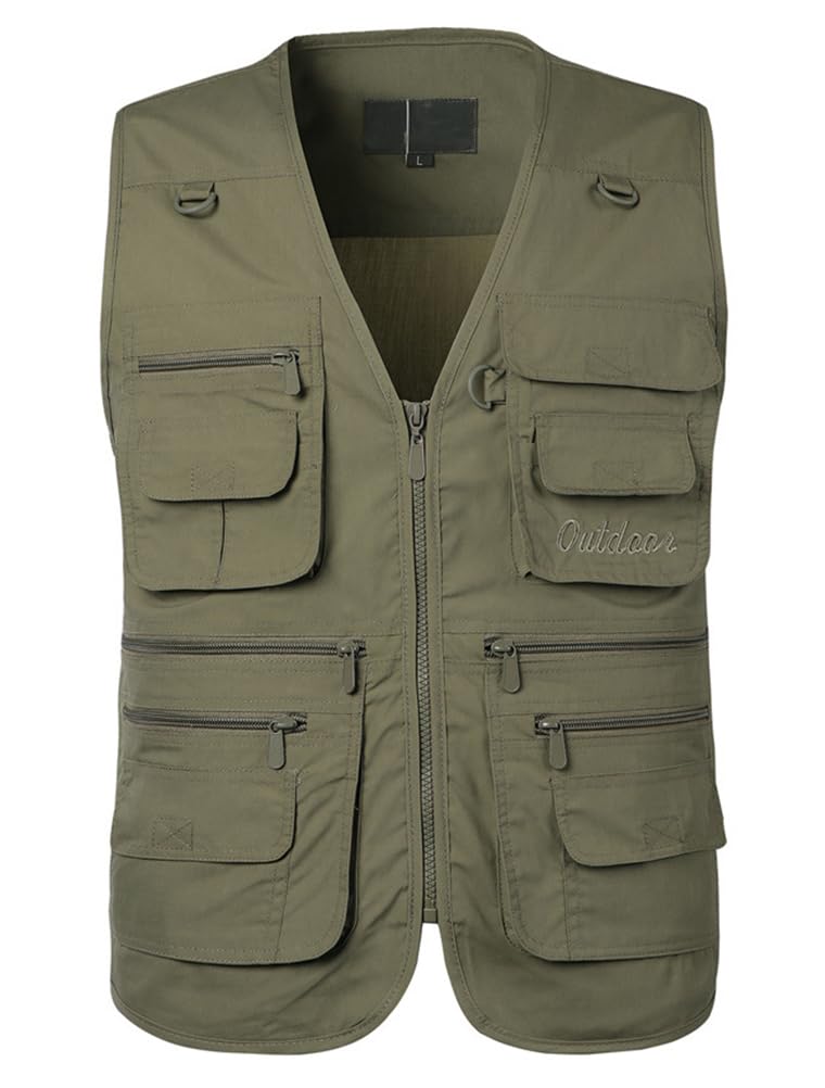 PASOK Men's Work Fishing Vests Lightweight Safari Travel Hunting Waistcoat With Multi-Pockets Color 4 L